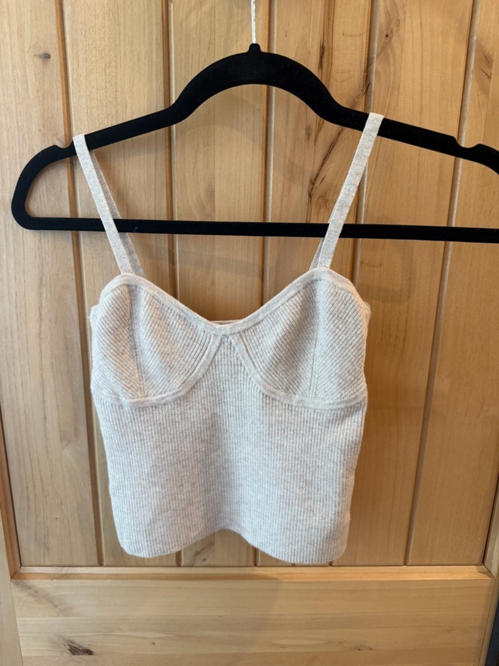 Madewell Ribbed Collar Sweater in Light Beige